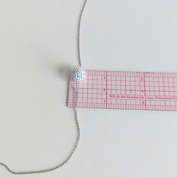 Touchstone Crystal by Swarovski TCS Silver Tone White Pave Ball Pendant Necklace - Picture 6 of 8